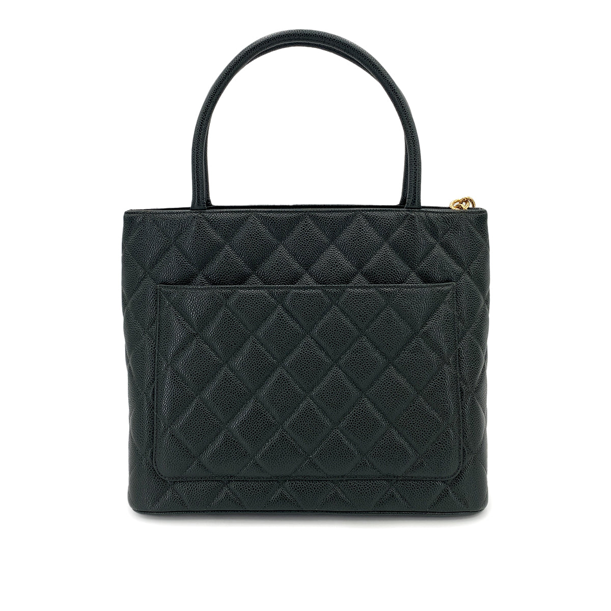 CHANEL VINTAGE MEDALLION TOTE BAG DARK GREEN CAVIAR SKIN 90249866