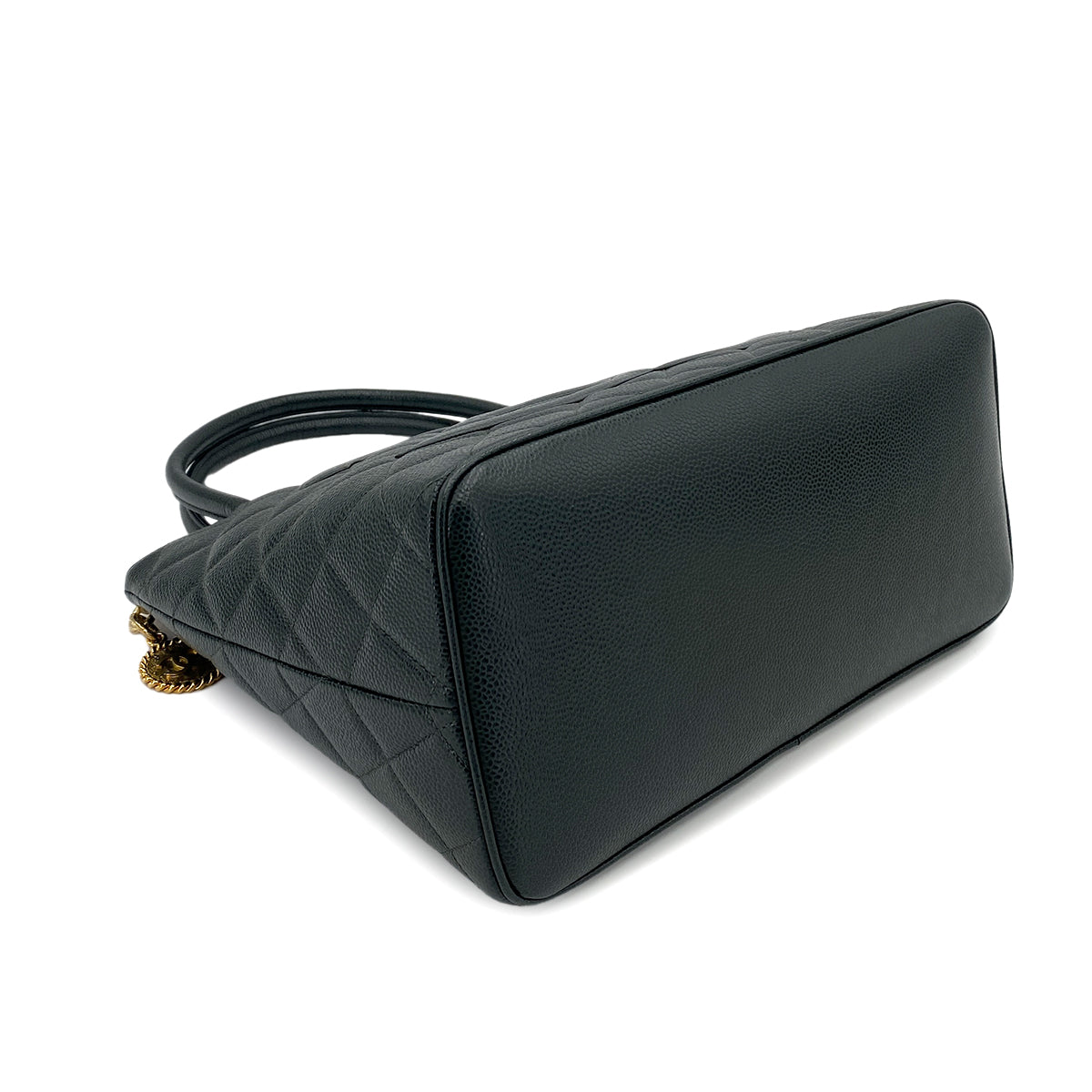 CHANEL VINTAGE MEDALLION TOTE BAG DARK GREEN CAVIAR SKIN 90249866