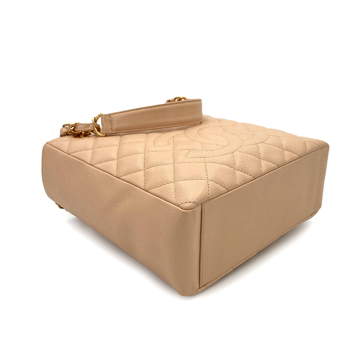 CHANEL VINTAGE PST CHAIN TOTE BAG BEIGE CAVIAR SKIN 90249868