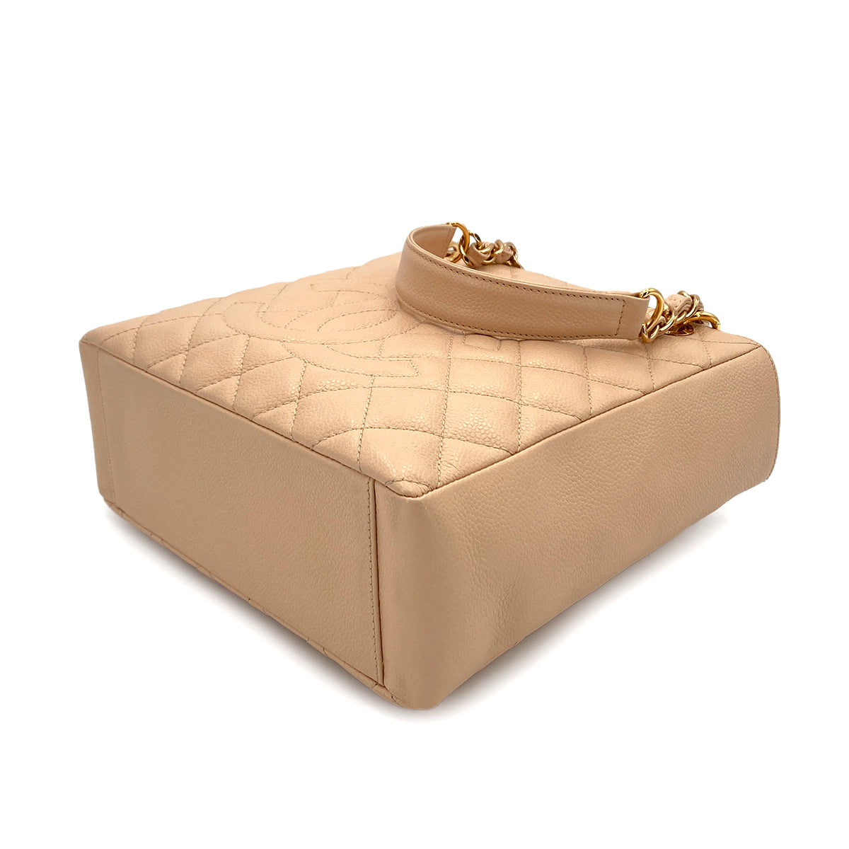 CHANEL VINTAGE PST CHAIN TOTE BAG BEIGE CAVIAR SKIN 90249868