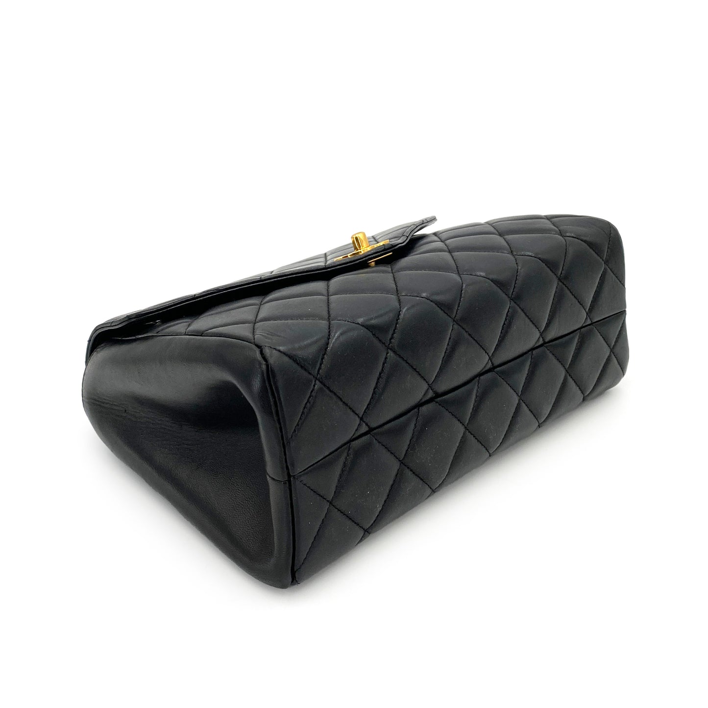 CHANEL VINTAGE MATELASSE CHAIN SHOULDER BAG BLACK LAMB SKIN 90249869