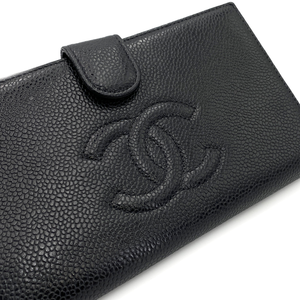 CHANEL VINTAGE BIFOLD LONG WALLET BLACK CAVIAR SKIN 90249883