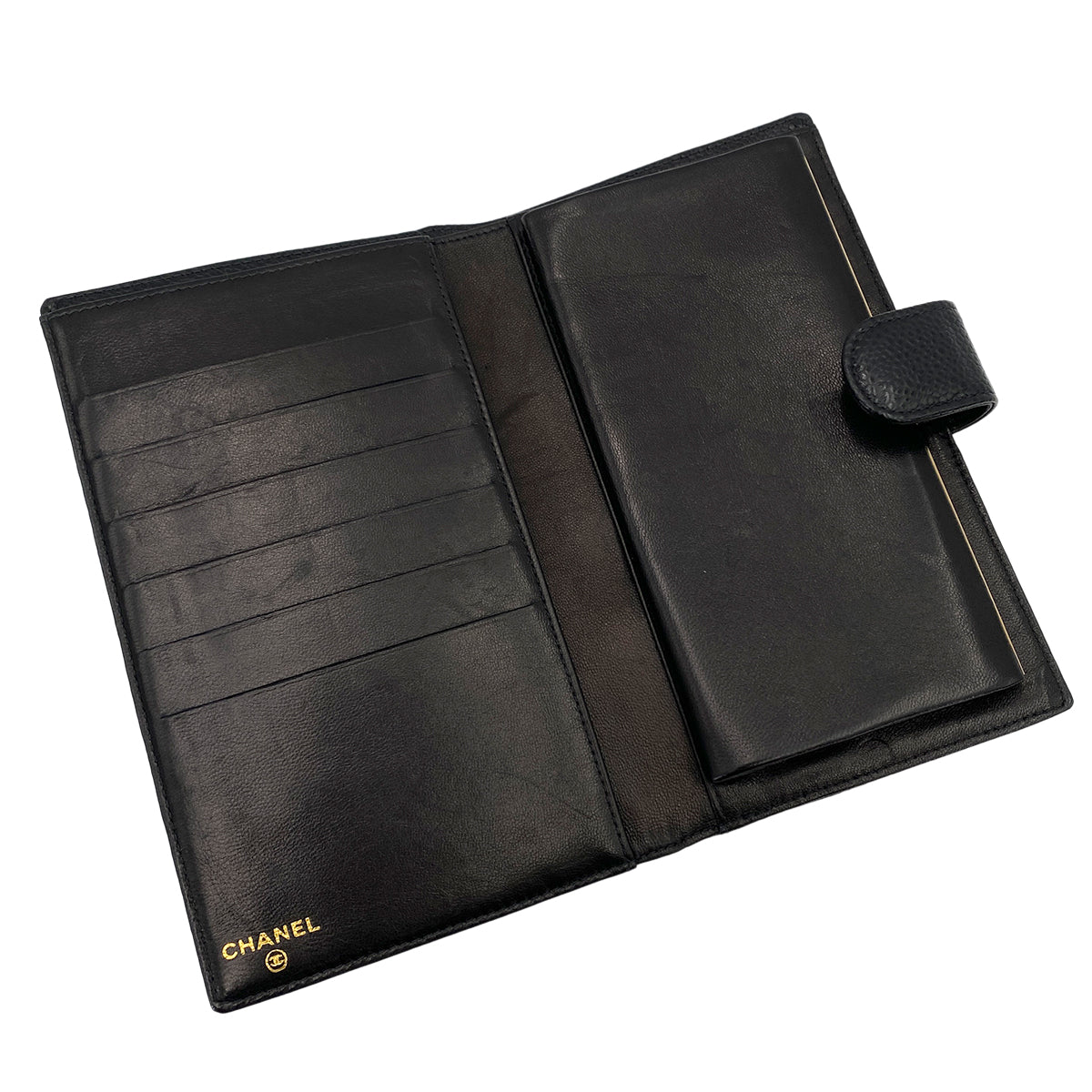 CHANEL VINTAGE BIFOLD LONG WALLET BLACK CAVIAR SKIN 90249883