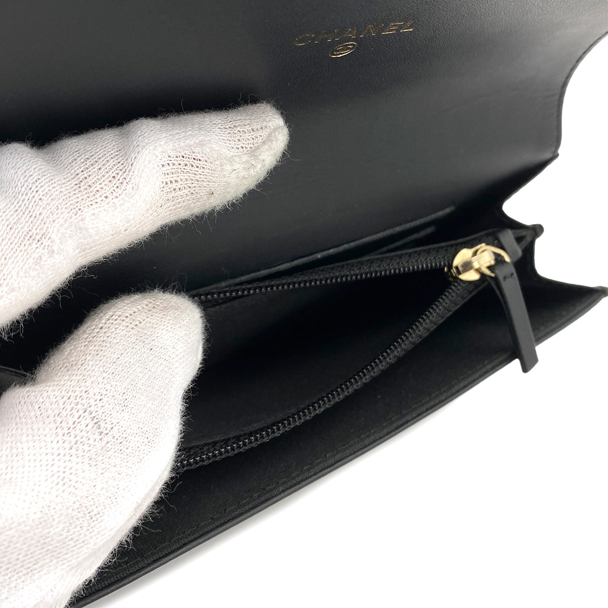 CHANEL BIFOLD COMPACT WALLET BLACK CAVIAR SKIN 90249884