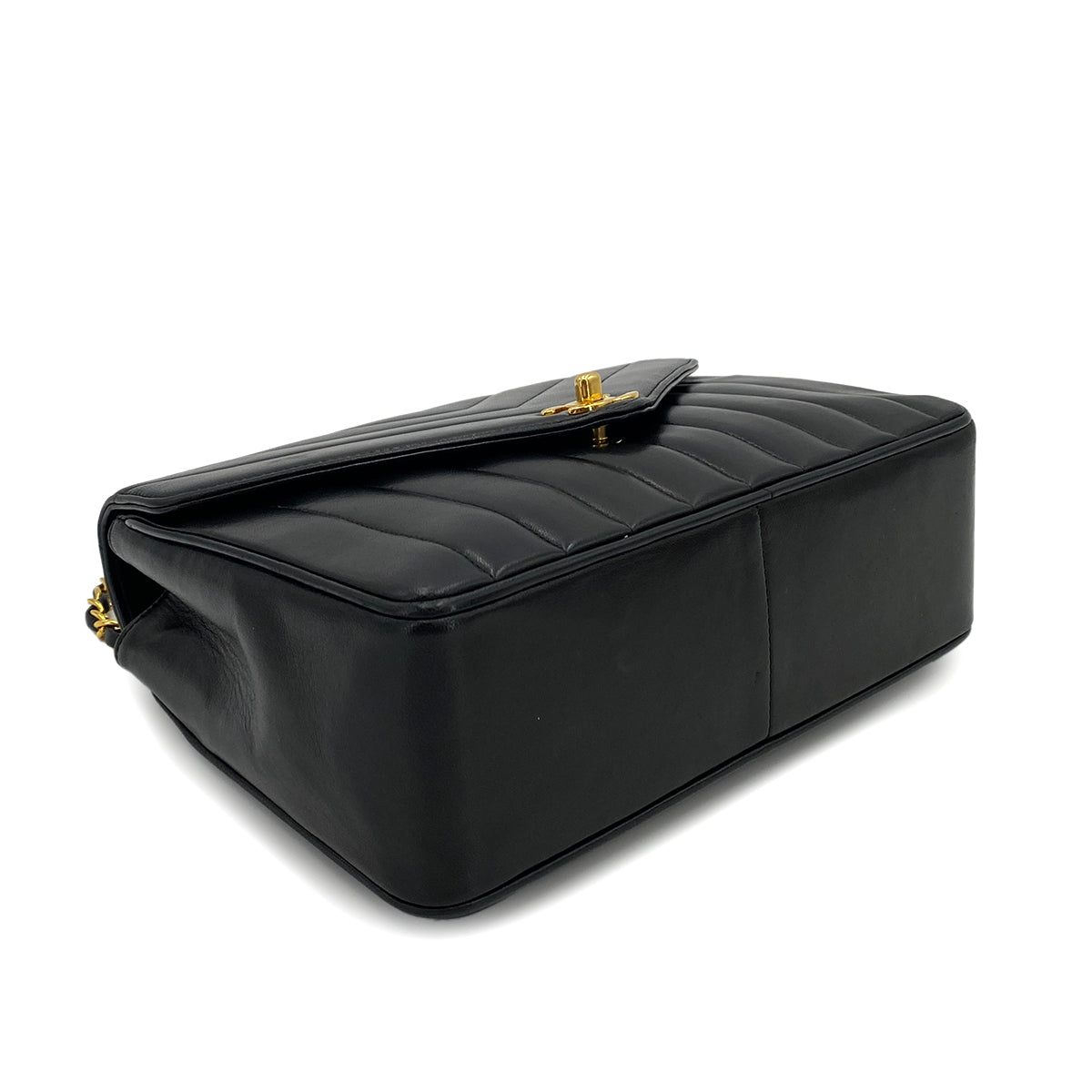 CHANEL VINTAGE MADEMOISELLE CHAIN SHOULDER BAG BLACK LAMB SKIN 90249967