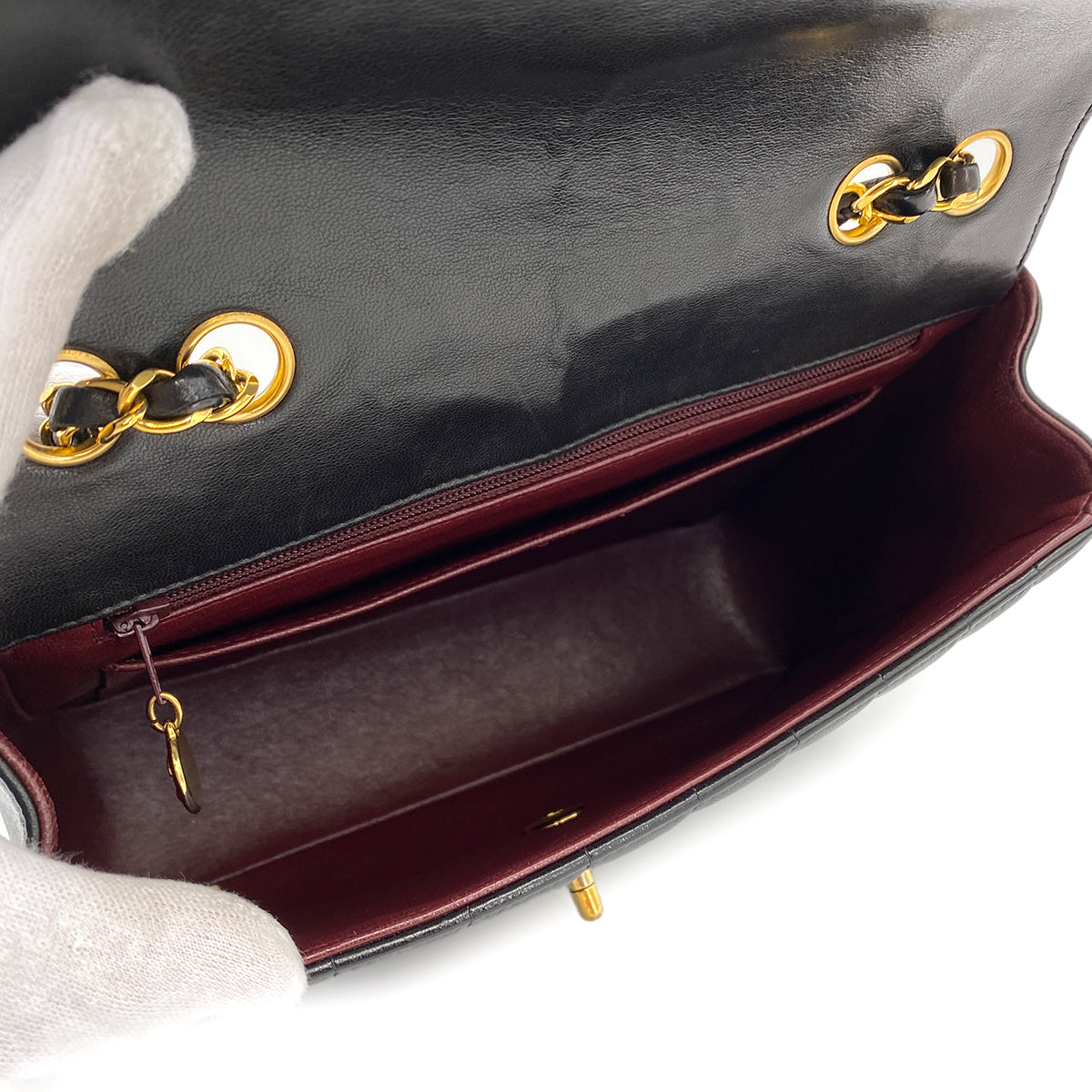 CHANEL VINTAGE MADEMOISELLE CHAIN SHOULDER BAG BLACK LAMB SKIN 90249967