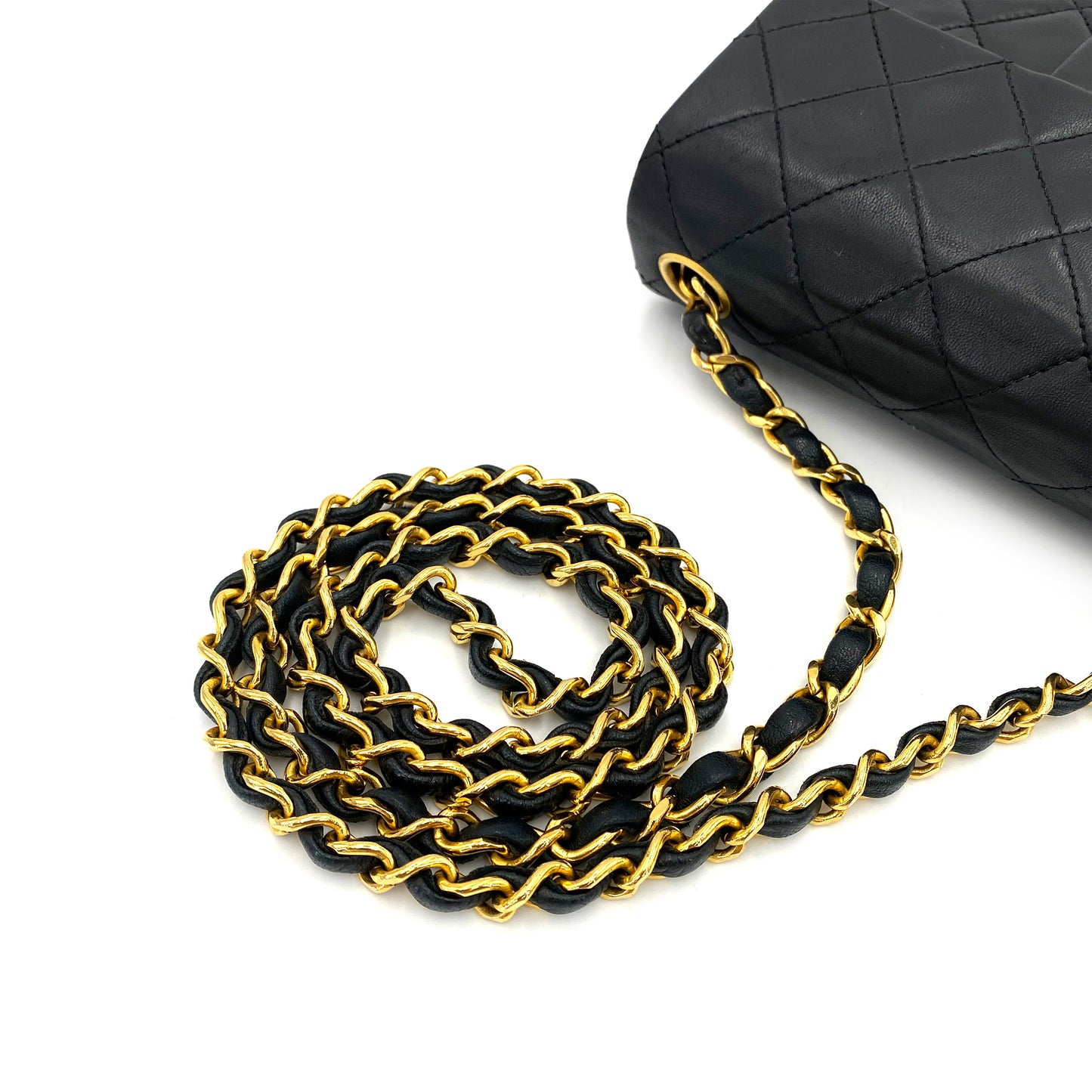 CHANEL VINTAGE MINI SQUARE 17 CHAIN SHOULDER BAG BLACK LAMB SKIN 90249979