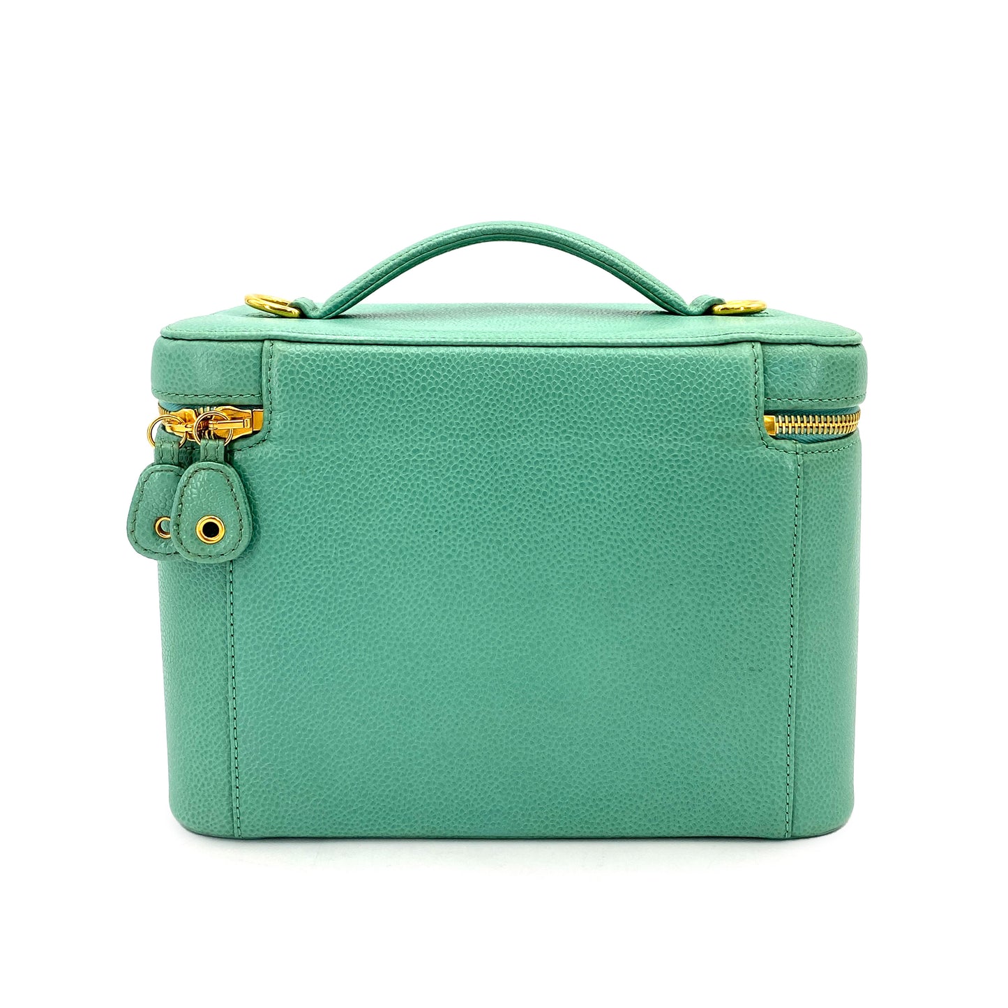 CHANEL VINTAGE 2WAY VANITY HAND SHOULDER BAG GREEN CAVIAR SKIN 90249994