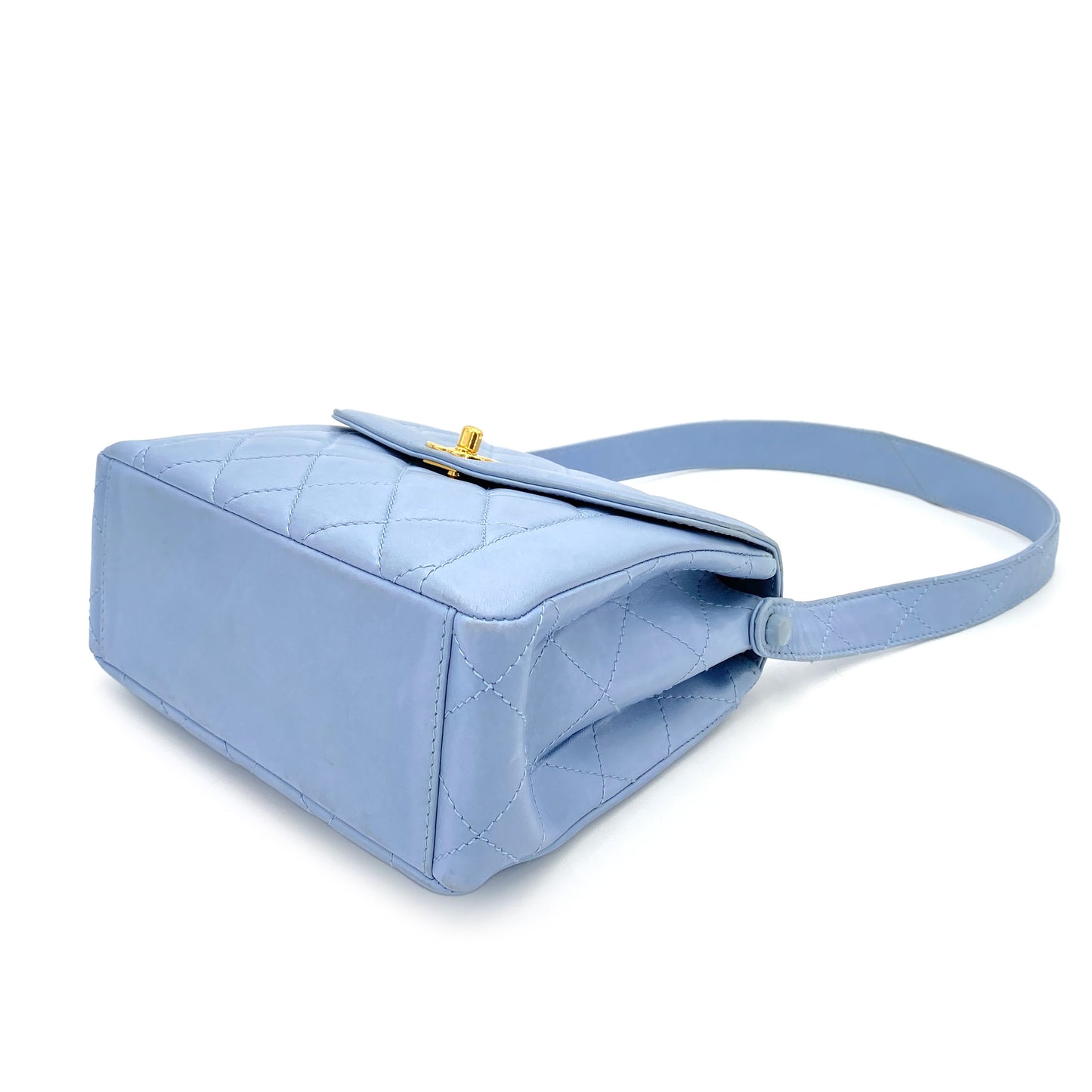 CHANEL VINTAGE MATELASSE SHOULDER BAG BLUE LAMB SKIN 90250071