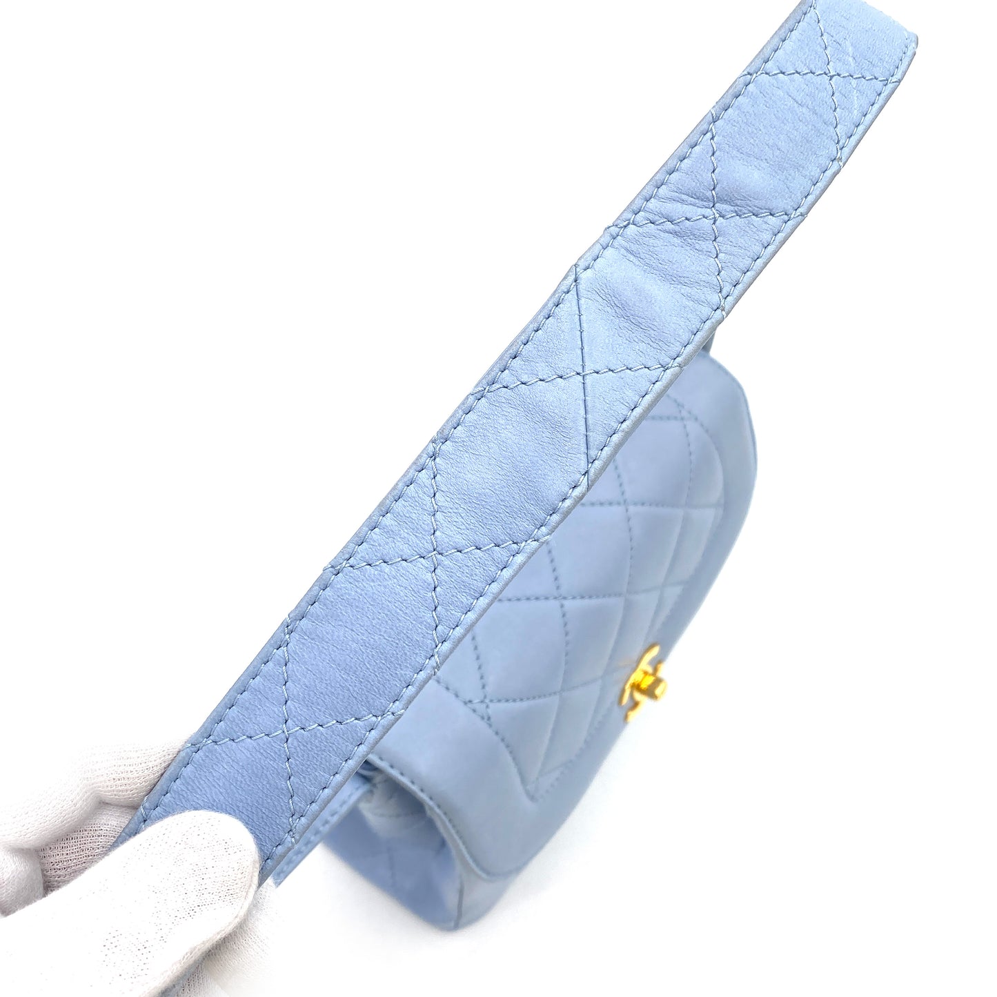 CHANEL VINTAGE MATELASSE SHOULDER BAG BLUE LAMB SKIN 90250071