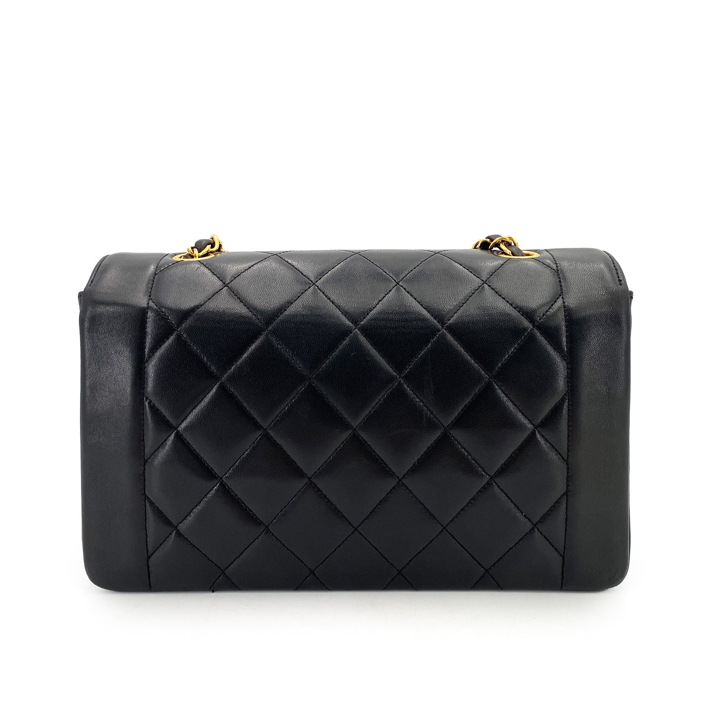 CHANEL VINTAGE DIANA MEDIUM CHAIN SHOULDER BAG BLACK LAMB SKIN 90250073