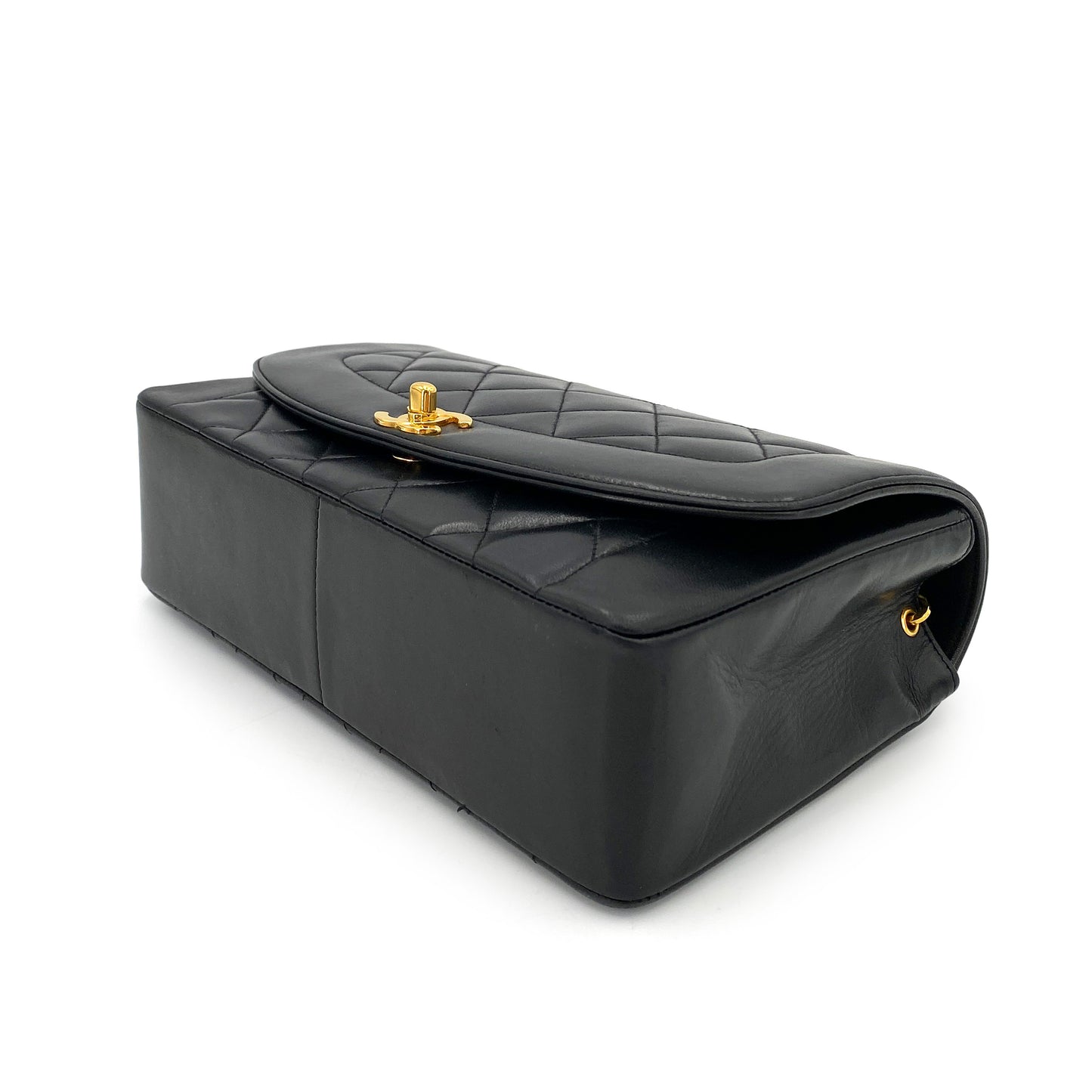 CHANEL VINTAGE DIANA MEDIUM CHAIN SHOULDER BAG BLACK LAMB SKIN 90250073