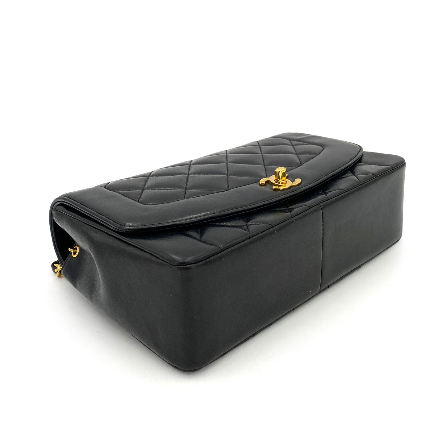 CHANEL VINTAGE DIANA MEDIUM CHAIN SHOULDER BAG BLACK LAMB SKIN 90250076