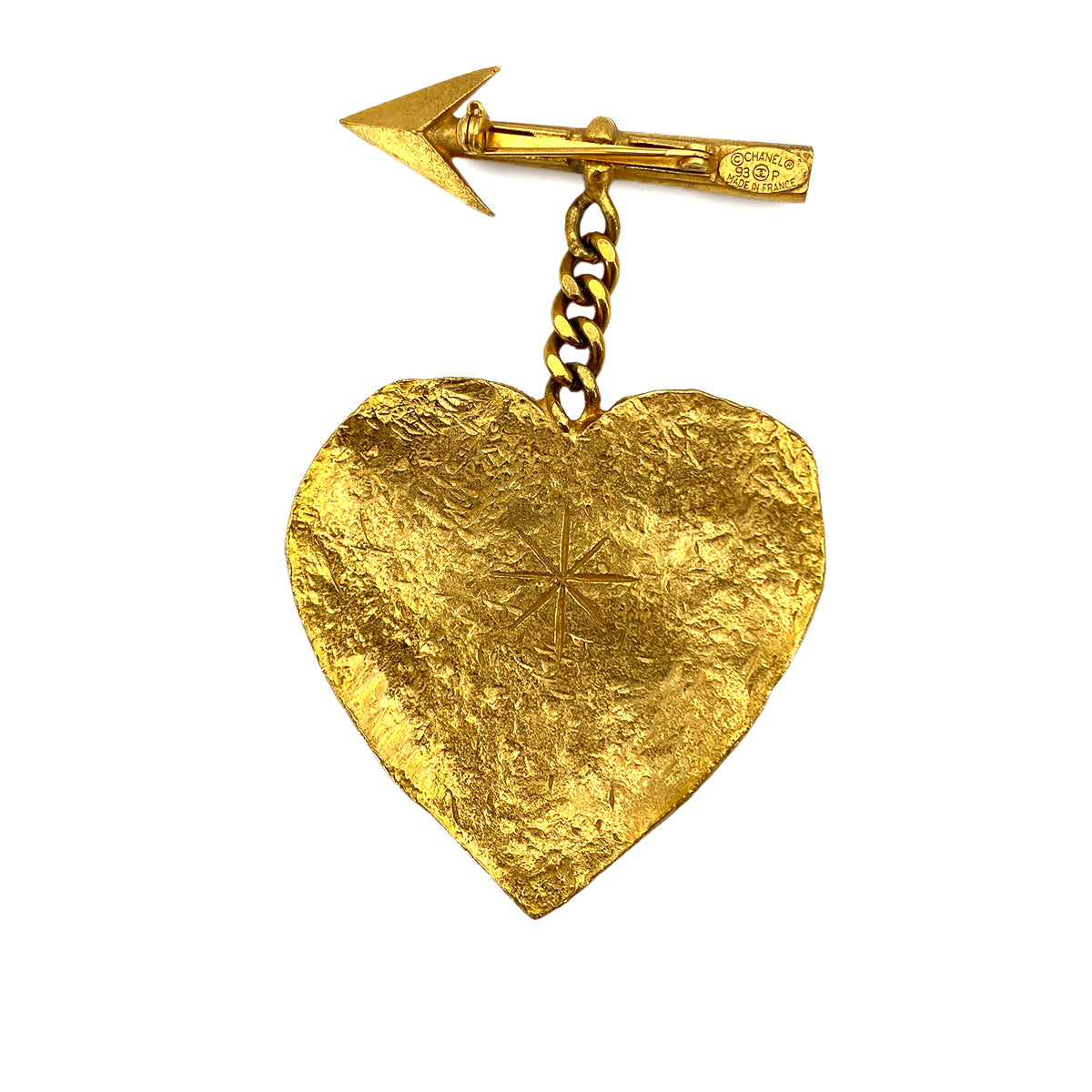 CHANEL VINTAGE HEART&ARROW BROOCH GOLD ACCESSORY 93P 90250077