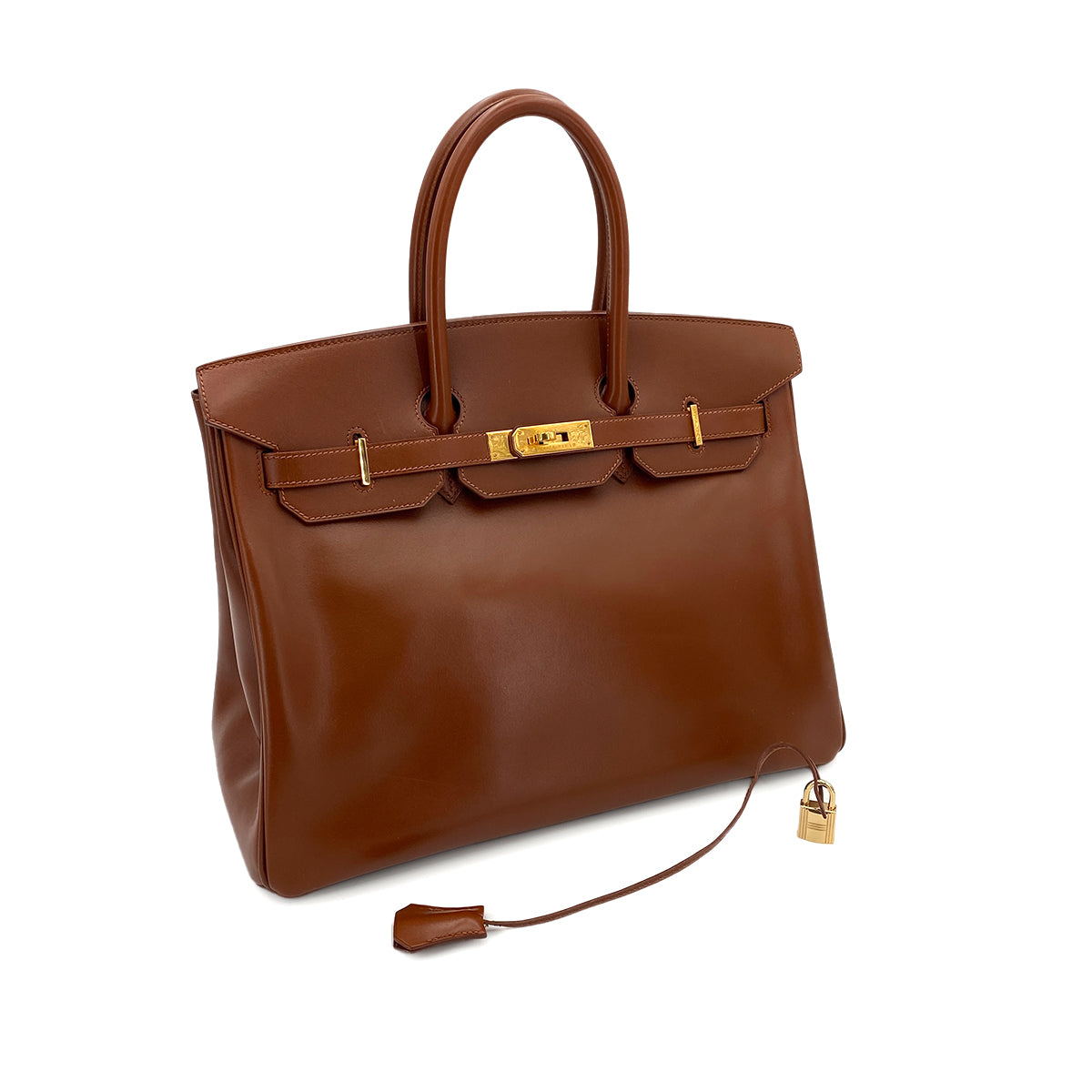 HERMES BIRKIN 35 BROWN TYPE BOXCALF HAND BAG □G 90250080