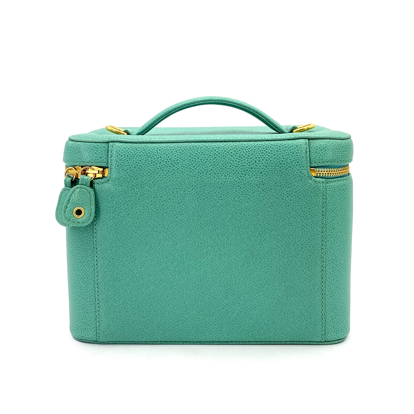 CHANEL VINTAGE 2WAY VANITY HAND SHOULDER BAG GREEN CAVIAR SKIN 90250081