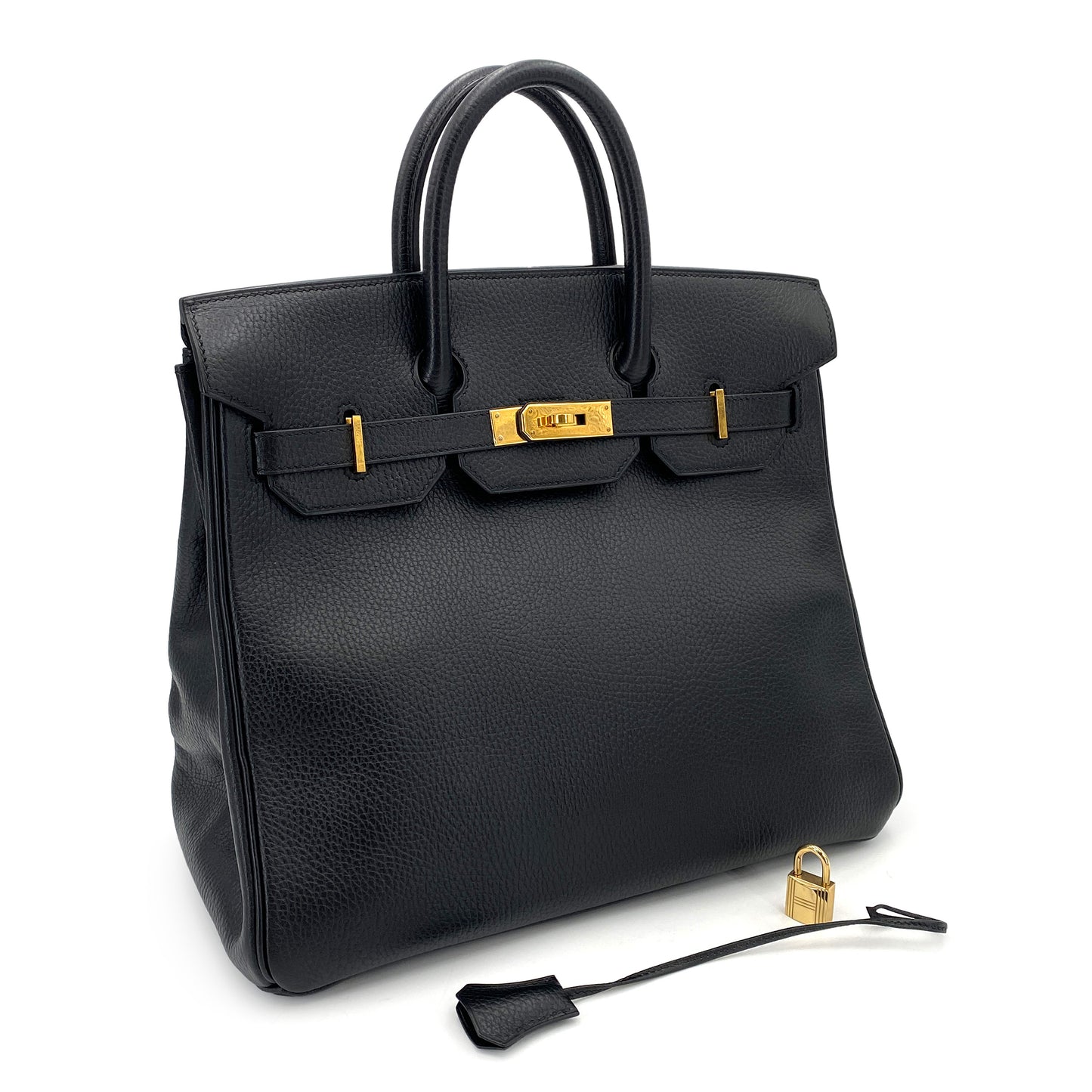 HERMES HAUT A COURROIES 32 BLACK ARDENNES HAND BAG □B 90250275