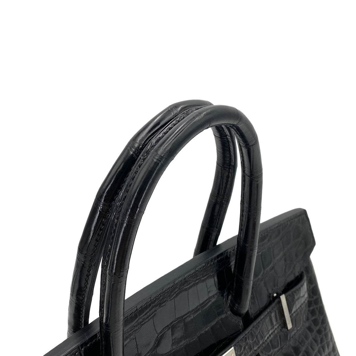 HERMES BIRKIN 30 BLACK CROCODILE POROSUS LISSE HAND BAG □Q SHW 90250279