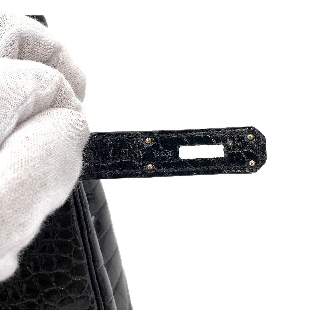 HERMES BIRKIN 30 BLACK CROCODILE POROSUS LISSE HAND BAG □Q SHW 90250279
