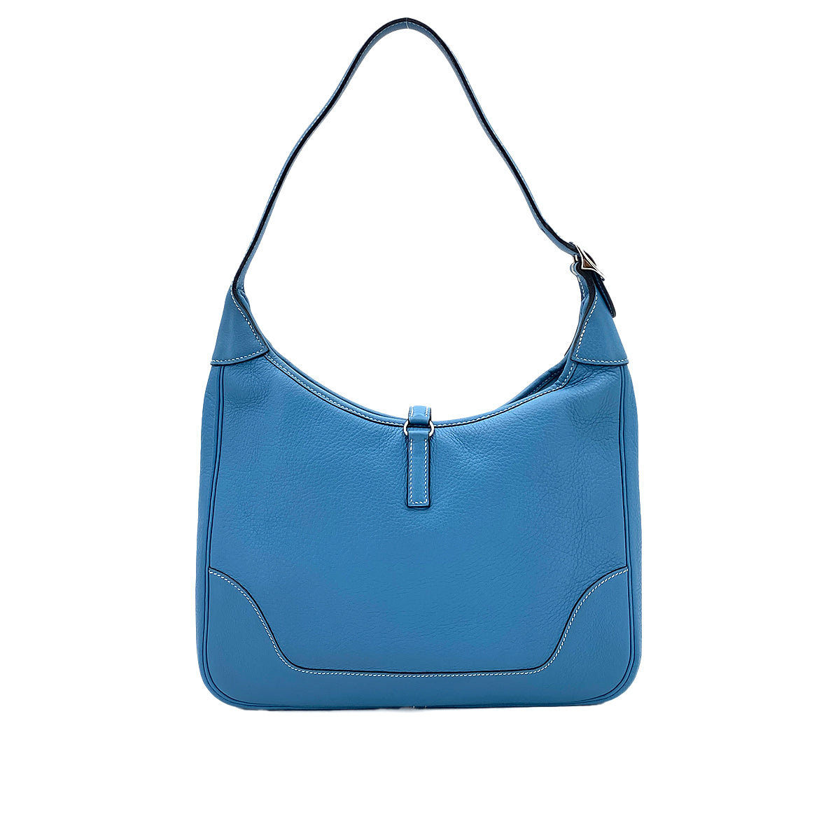 HERMES TRIM 31 BLUE JEAN TAURILLON CLEMENCE SHOULDER BAG □C SHW 90250280