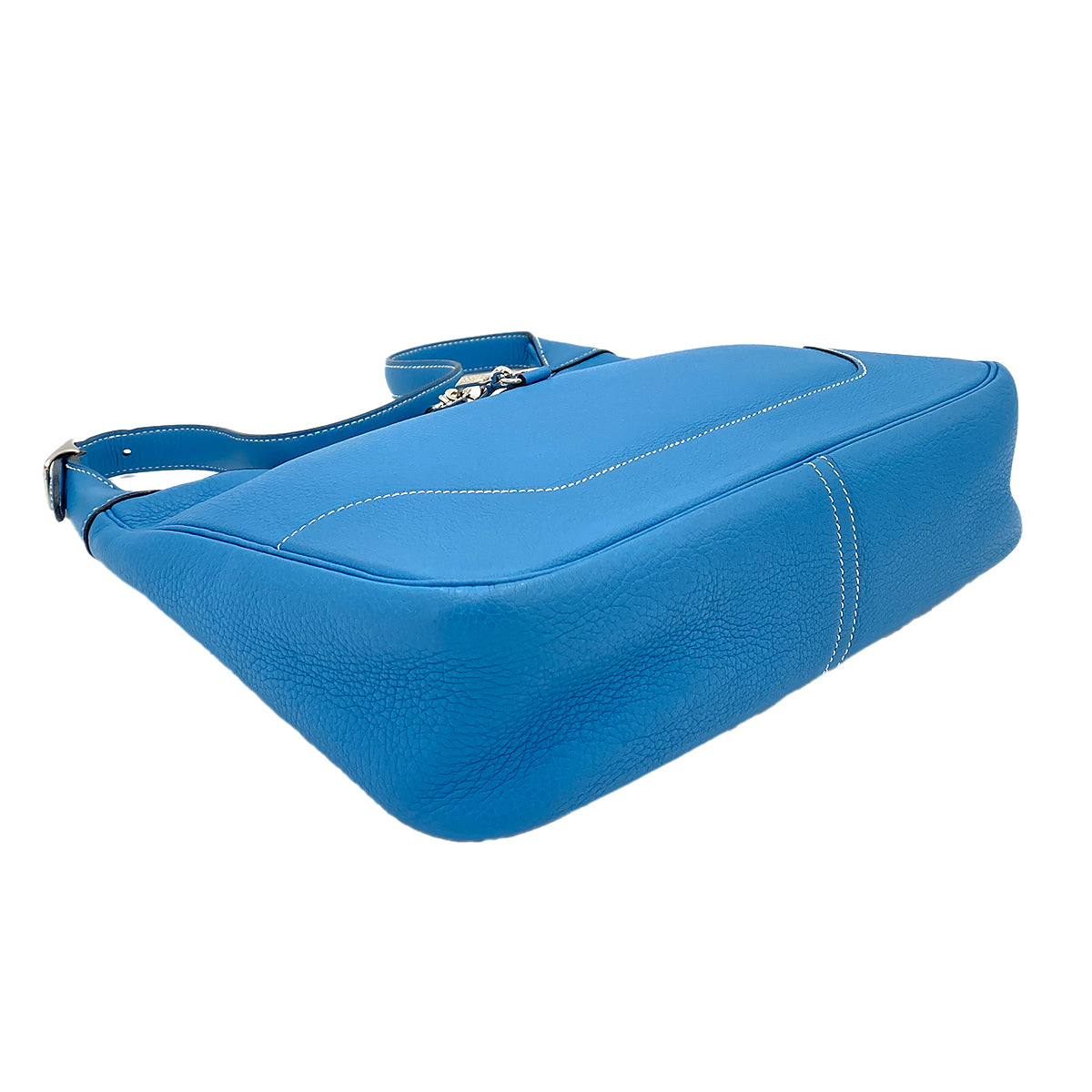 HERMES TRIM 31 BLUE JEAN TAURILLON CLEMENCE SHOULDER BAG □C SHW 90250280