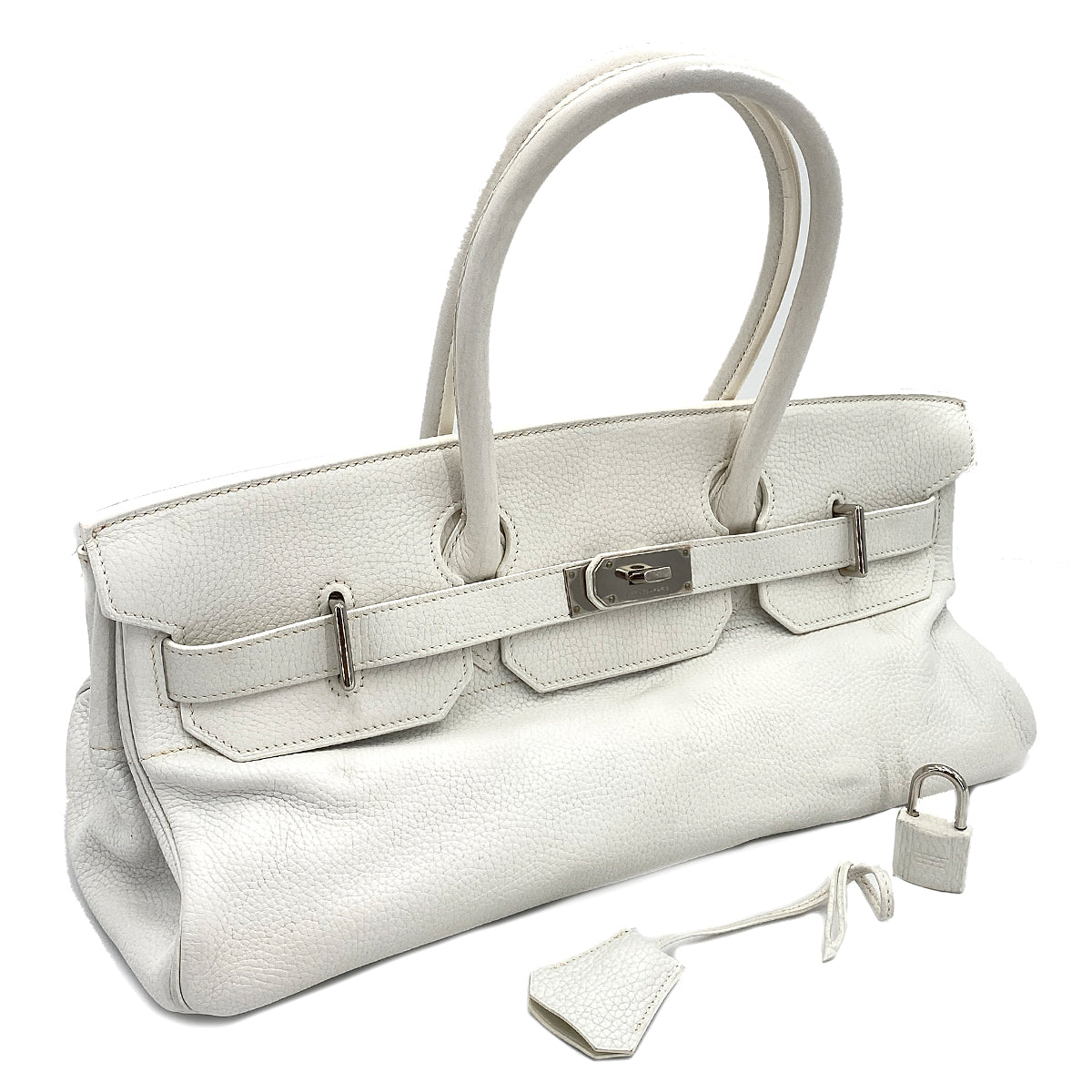 HERMES SHOULDER BIRKIN 42 WHITE TAURILLON CLEMENCE HAND BAG □J SHW 90250282