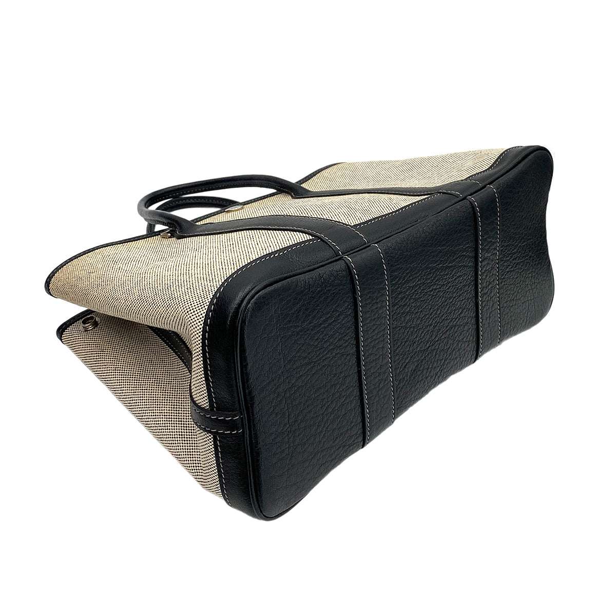 HERMES GARDEN PARTY TPM ECRU BLACK TOILE H HAND SHOULDER BAG □H 90250285