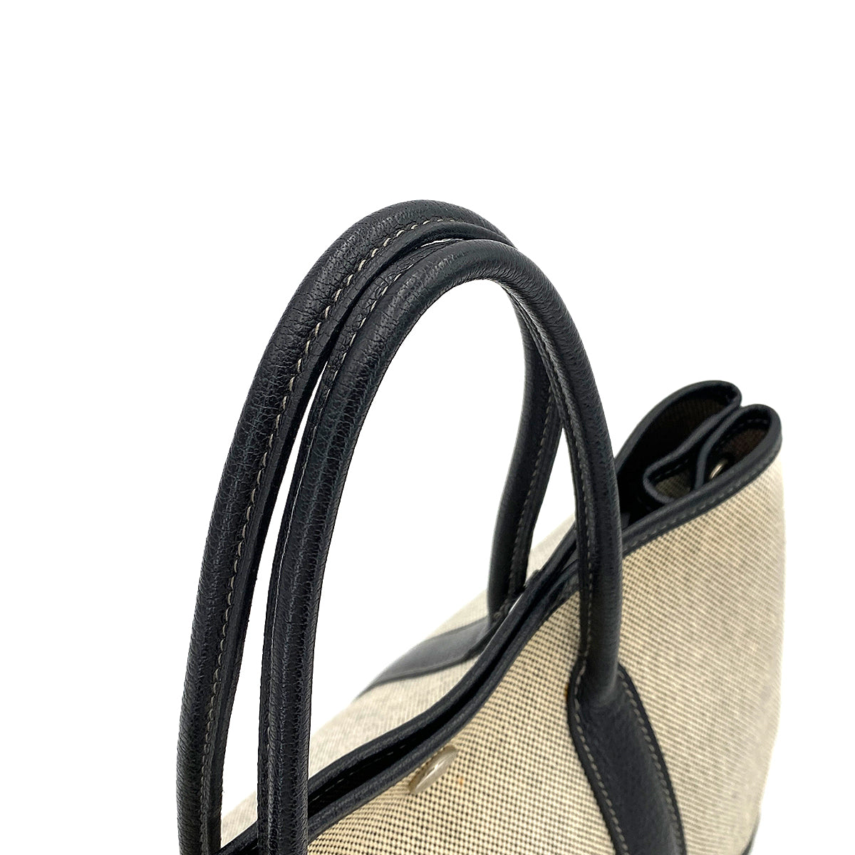 HERMES GARDEN PARTY TPM ECRU BLACK TOILE H HAND SHOULDER BAG □H 90250285