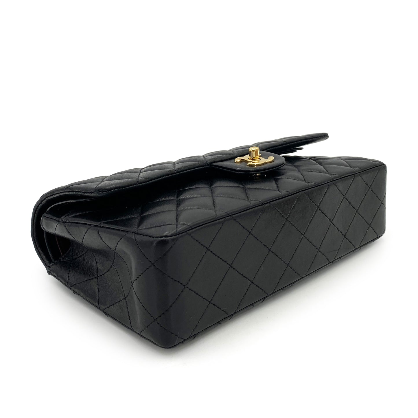CHANEL VINTAGE CLASSIC FLAP MEDIUM CHAIN SHOULDER BAG BLACK LAMB SKIN 90250292