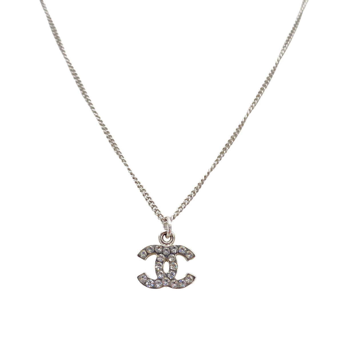 CHANEL NECKLACE COCOMARK RHINESTONE SILVER ACCESSORY 06V 90250308