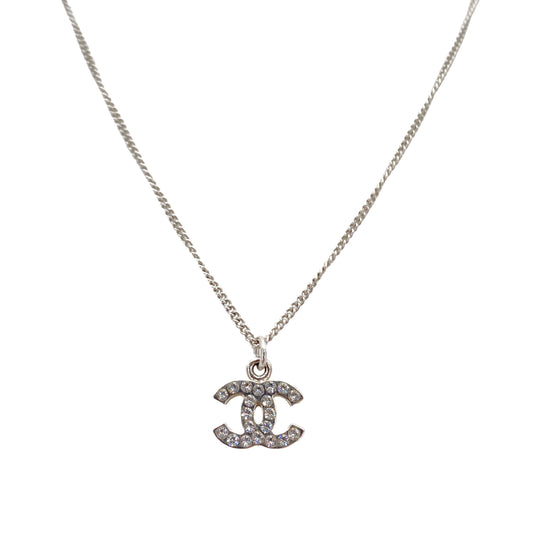 CHANEL NECKLACE COCOMARK RHINESTONE SILVER ACCESSORY 06V 90250308