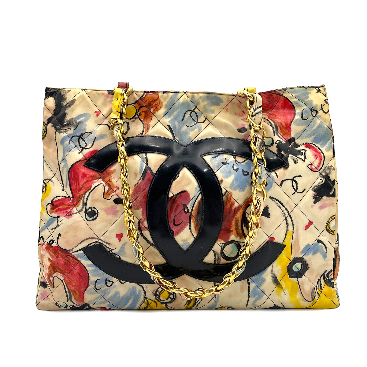 CHANEL VINTAGE COCOMARK TOTE BAG MULTI COLOR VINYL ENAMEL 90250459