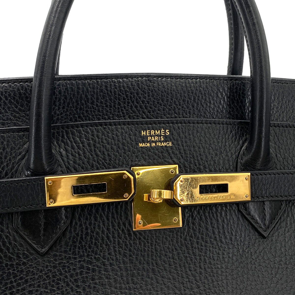 HERMES BIRKIN 40 BLACK ARDENNES HAND BAG □A 90250462