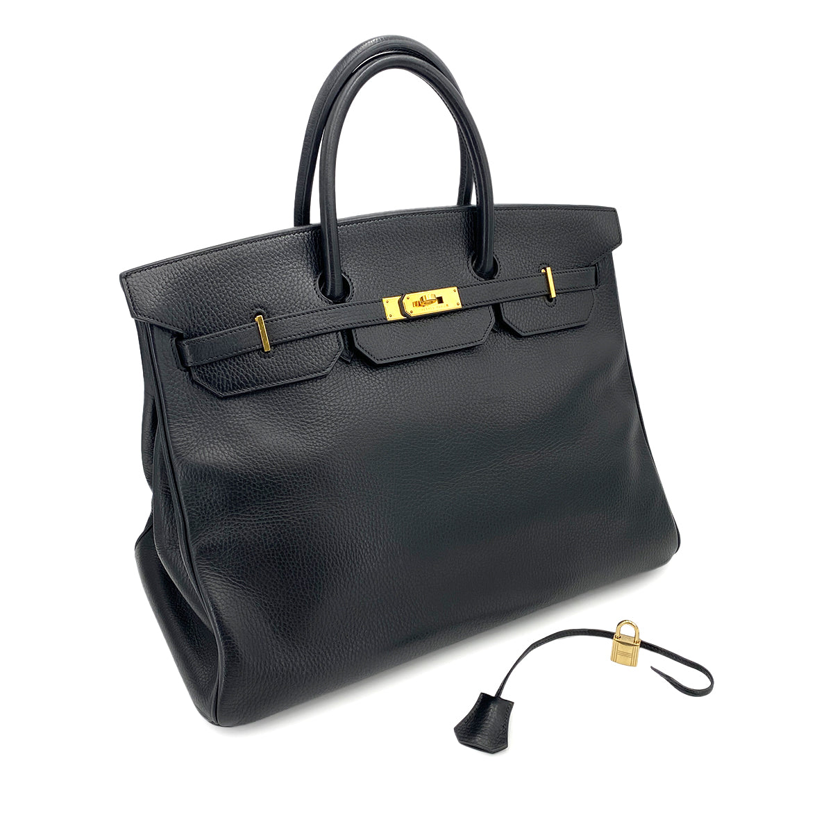 HERMES BIRKIN 40 BLACK ARDENNES HAND BAG □A 90250462