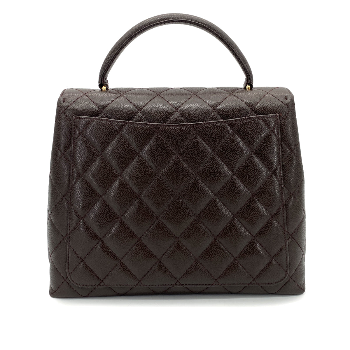 CHANEL VINTAGE MATELASSE HAND BAG DARK BROWN CAVIAR SKIN 90250468