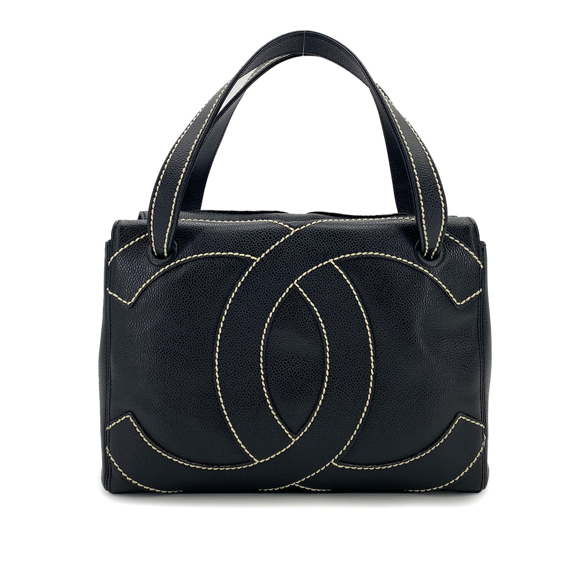 CHANEL VINTAGE WILD STITCH BIG COCO TOTE BAG BLACK CAVIAR SKIN 90250471