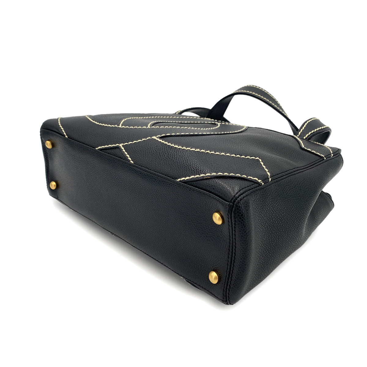 CHANEL VINTAGE WILD STITCH BIG COCO TOTE BAG BLACK CAVIAR SKIN 90250471