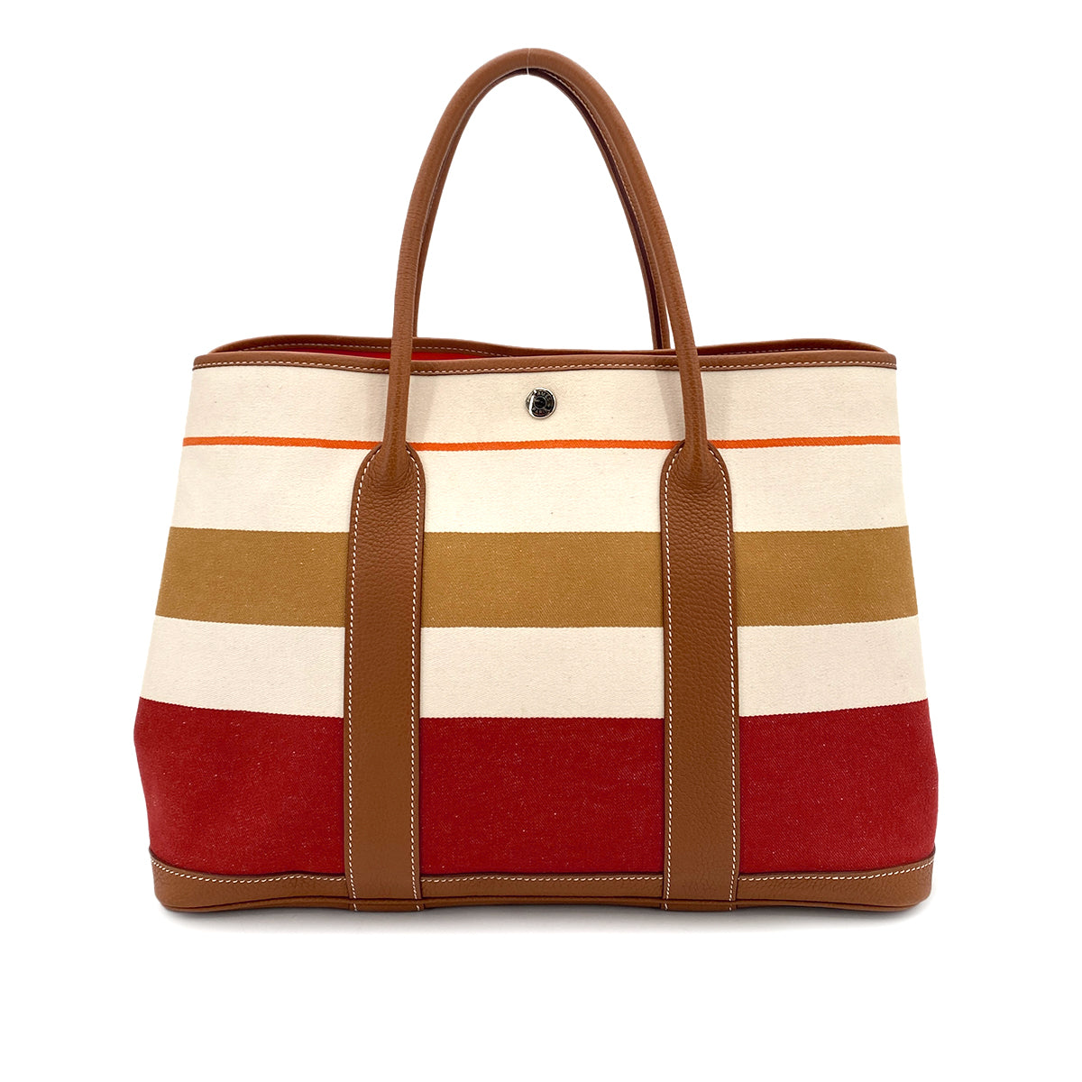 HERMES GARDEN PARTY PM GOLD TOILE TRANSAT NEGONDA TOTE BAG □Q 90250050
