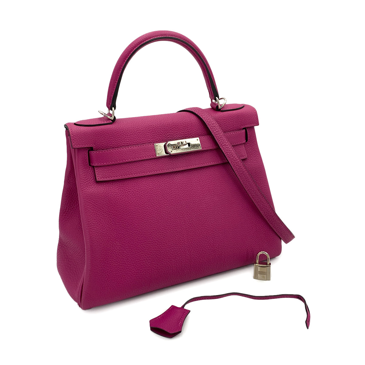 HERMES KELLY 28 RETOURNE ROSE PURPLE TOGO HAND SHOULDER BAG C SHW 90250504