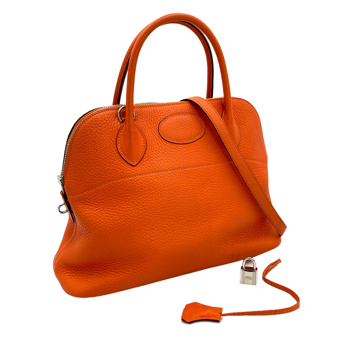 HERMES BOLIDE 31 FEU ORANGE TAURILLON CLEMENCE HAND SHOULDER BAG T 90250508