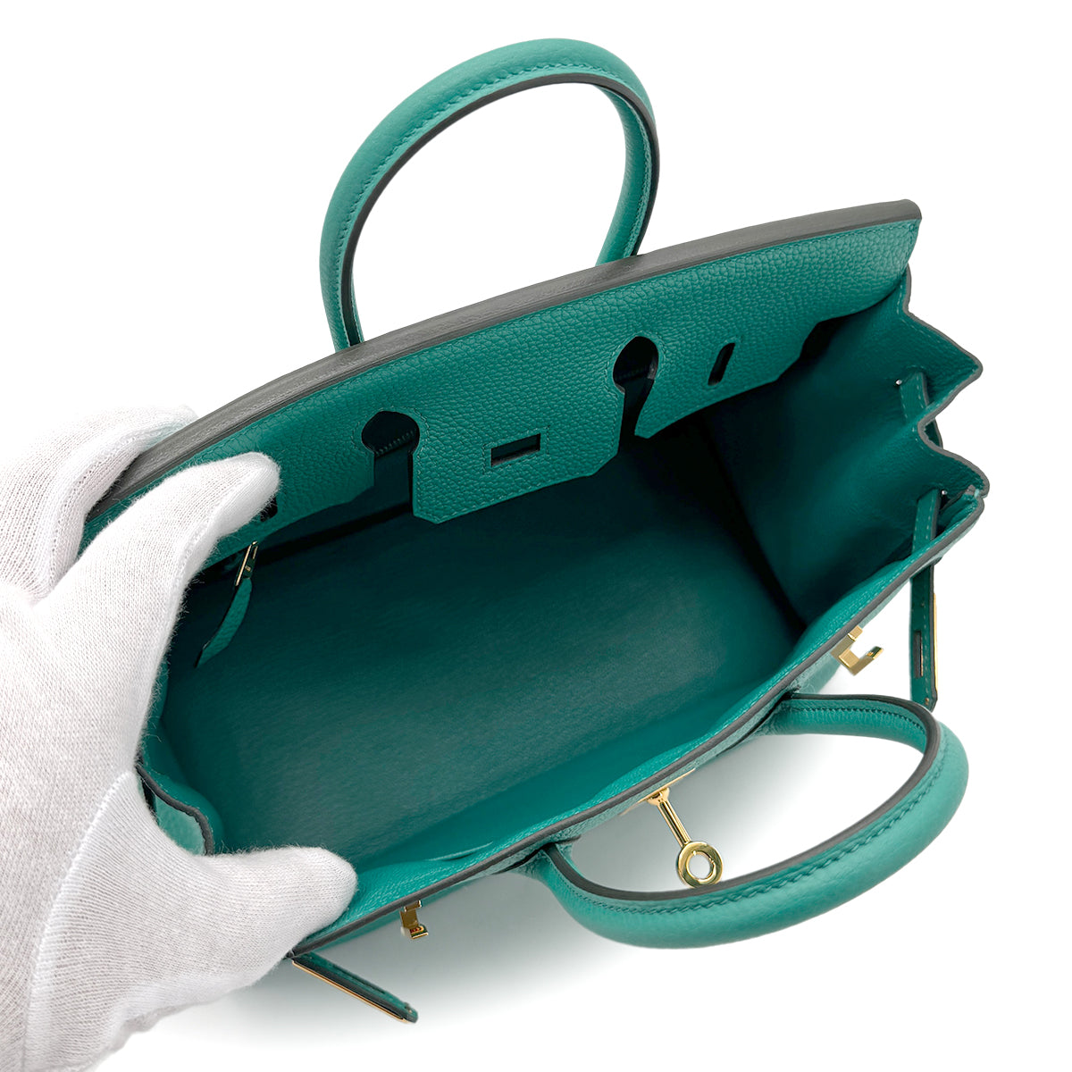 HERMES BIRKIN 25 VERT VERONE TAURILLON CLEMENCE HAND BAG D GHW 90250513
