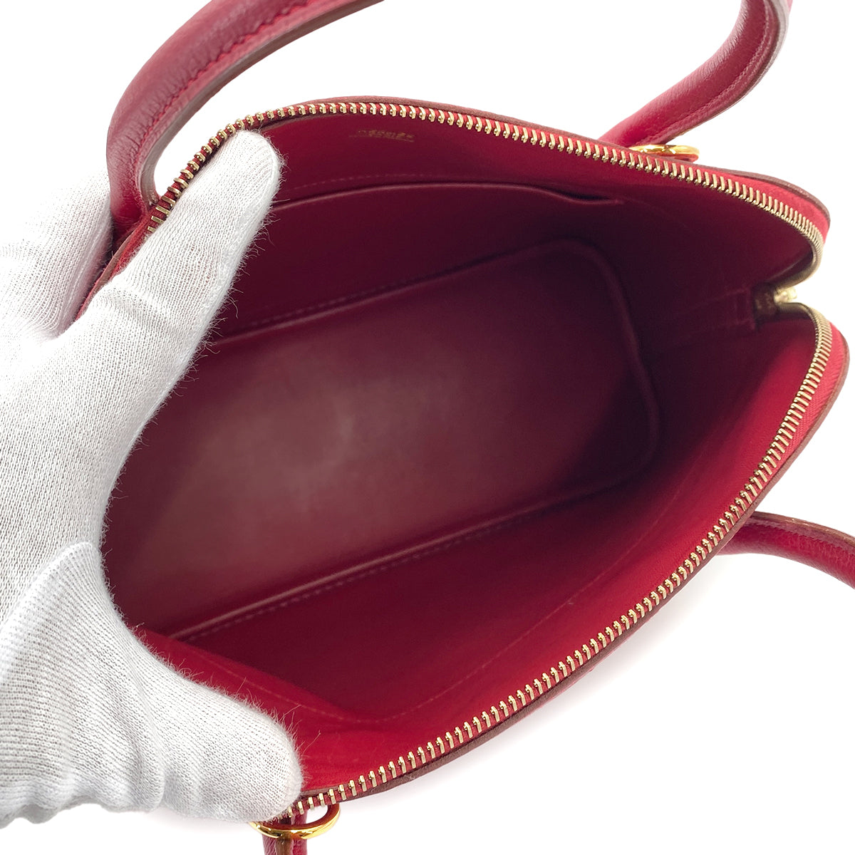 HERMES BOLIDE 31 ROUGE VIF FJORD HAND SHOULDER BAG □H 90250517