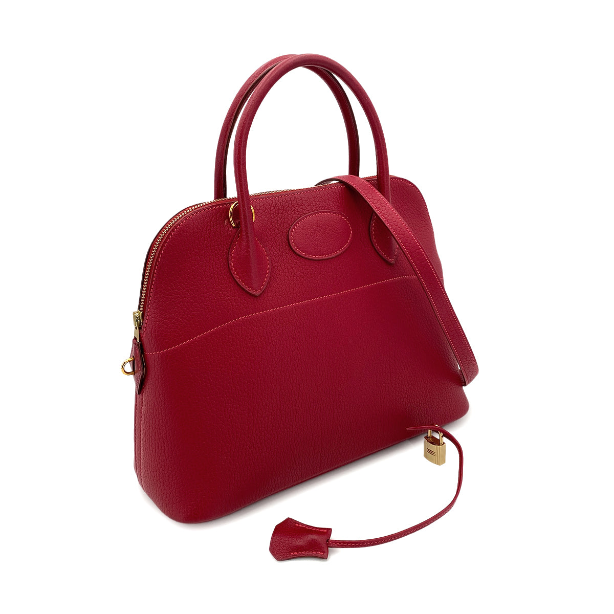 HERMES BOLIDE 31 ROUGE VIF FJORD HAND SHOULDER BAG □H 90250517