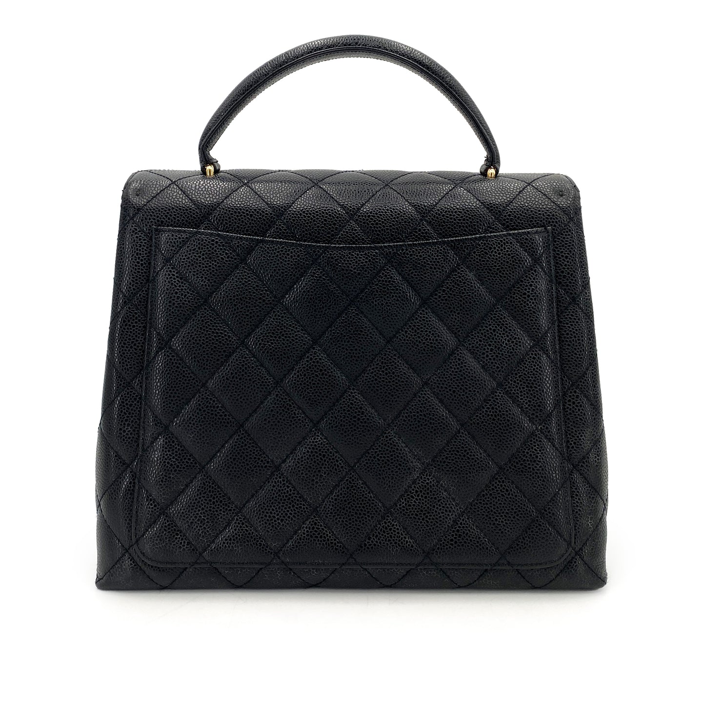 CHANEL VINTAGE MATELASSE HAND BAG BLACK CAVIAR SKIN 90250521