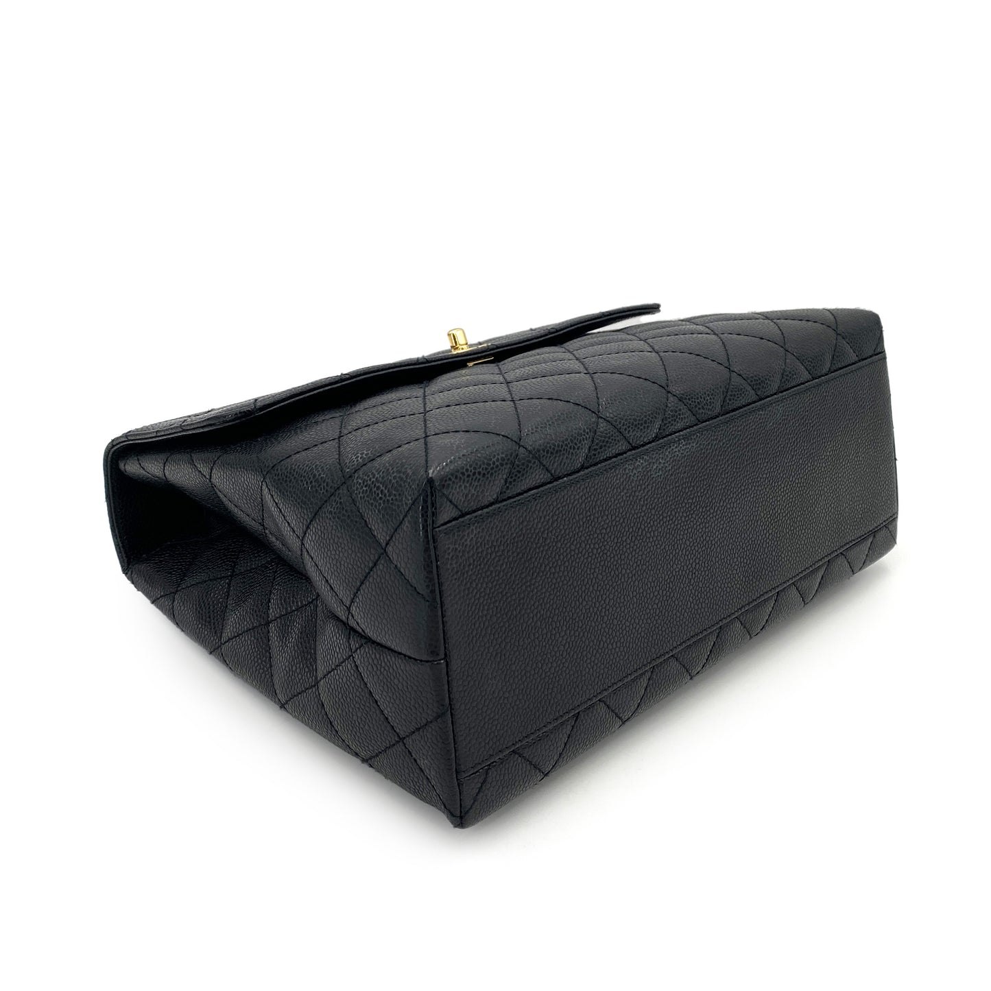 CHANEL VINTAGE MATELASSE HAND BAG BLACK CAVIAR SKIN 90250521