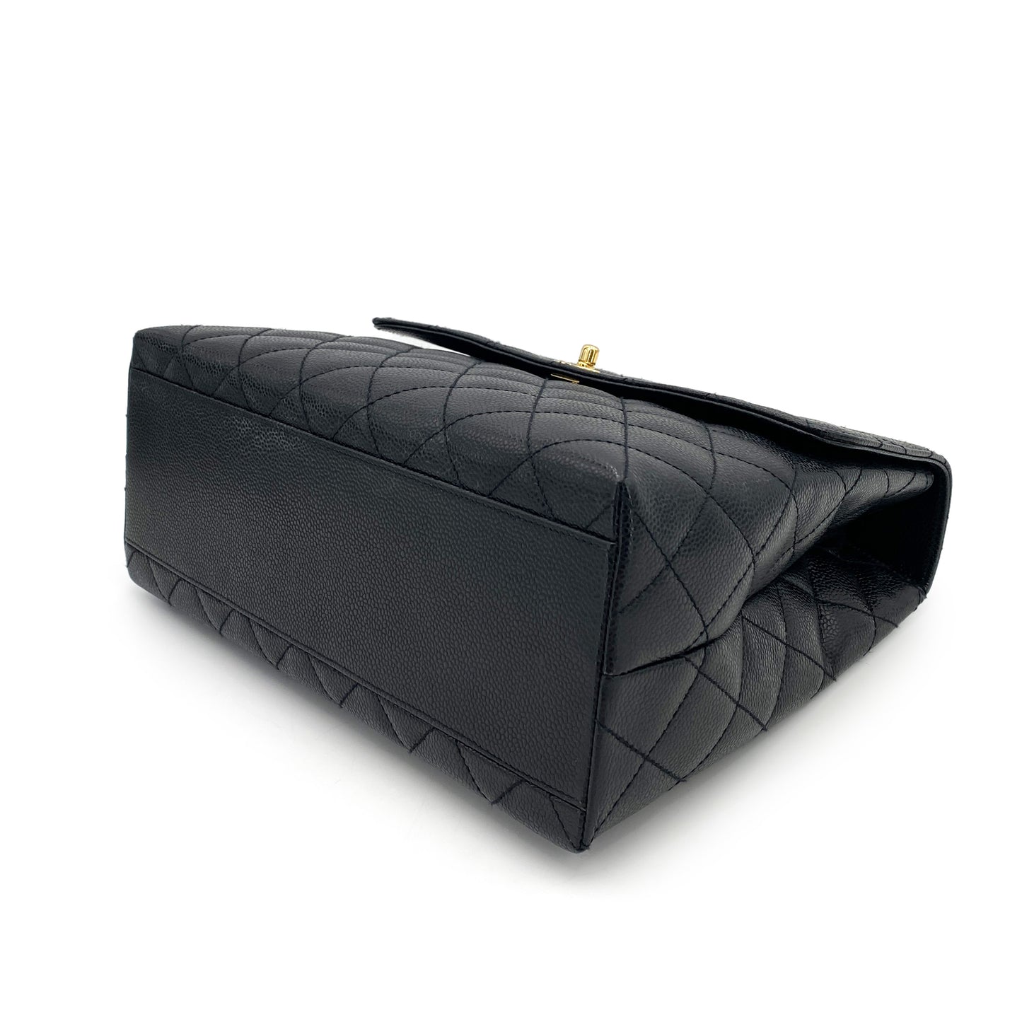 CHANEL VINTAGE MATELASSE HAND BAG BLACK CAVIAR SKIN 90250521
