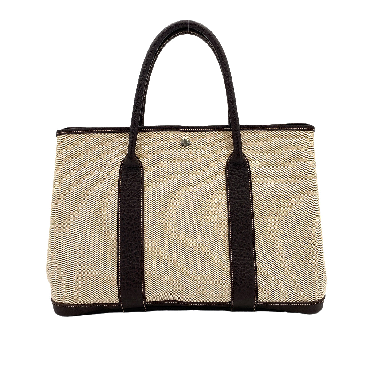 HERMES GARDEN PARTY 36 PM NATURAL MARRON TOILE H TOTE BAG □H 90250523