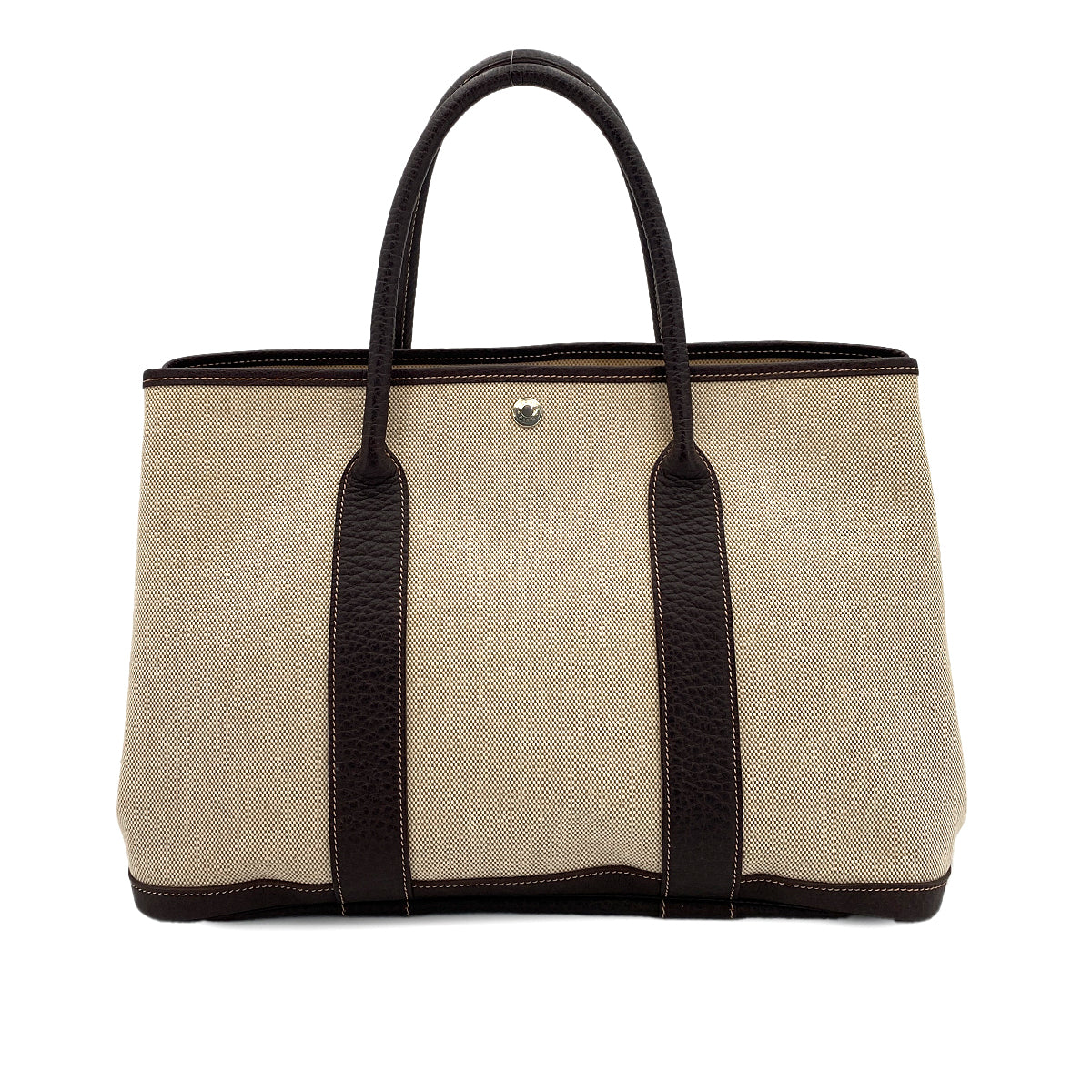 HERMES GARDEN PARTY 36 PM NATURAL MARRON TOILE H TOTE BAG □H 90250523