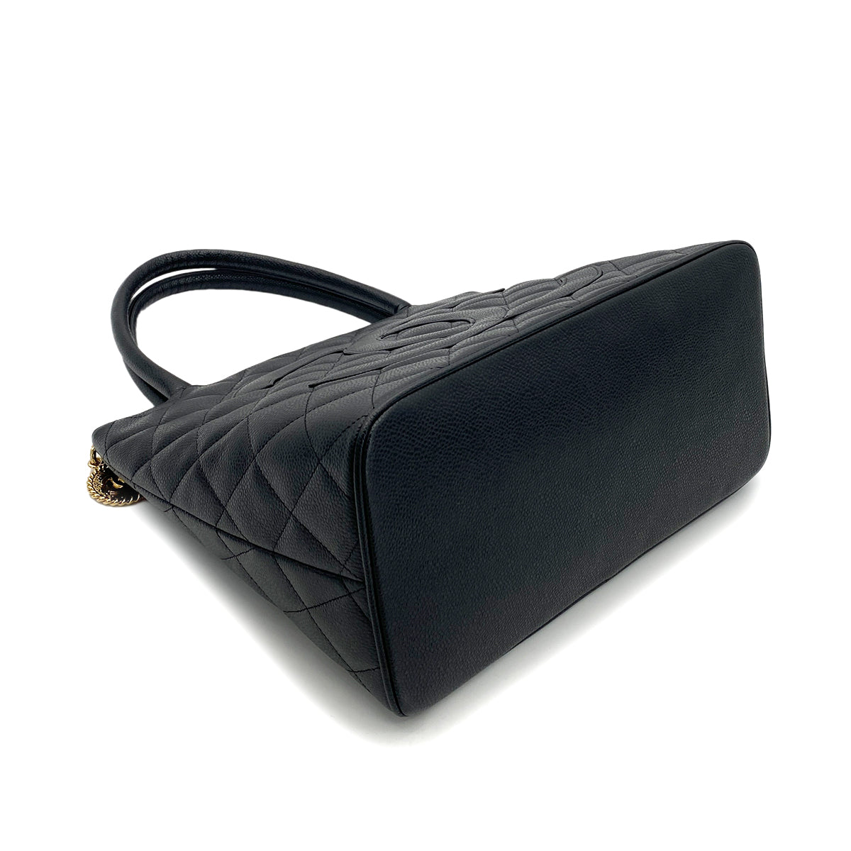 CHANEL VINTAGE MEDALLION TOTE BAG BLACK CAVIAR SKIN 90250738