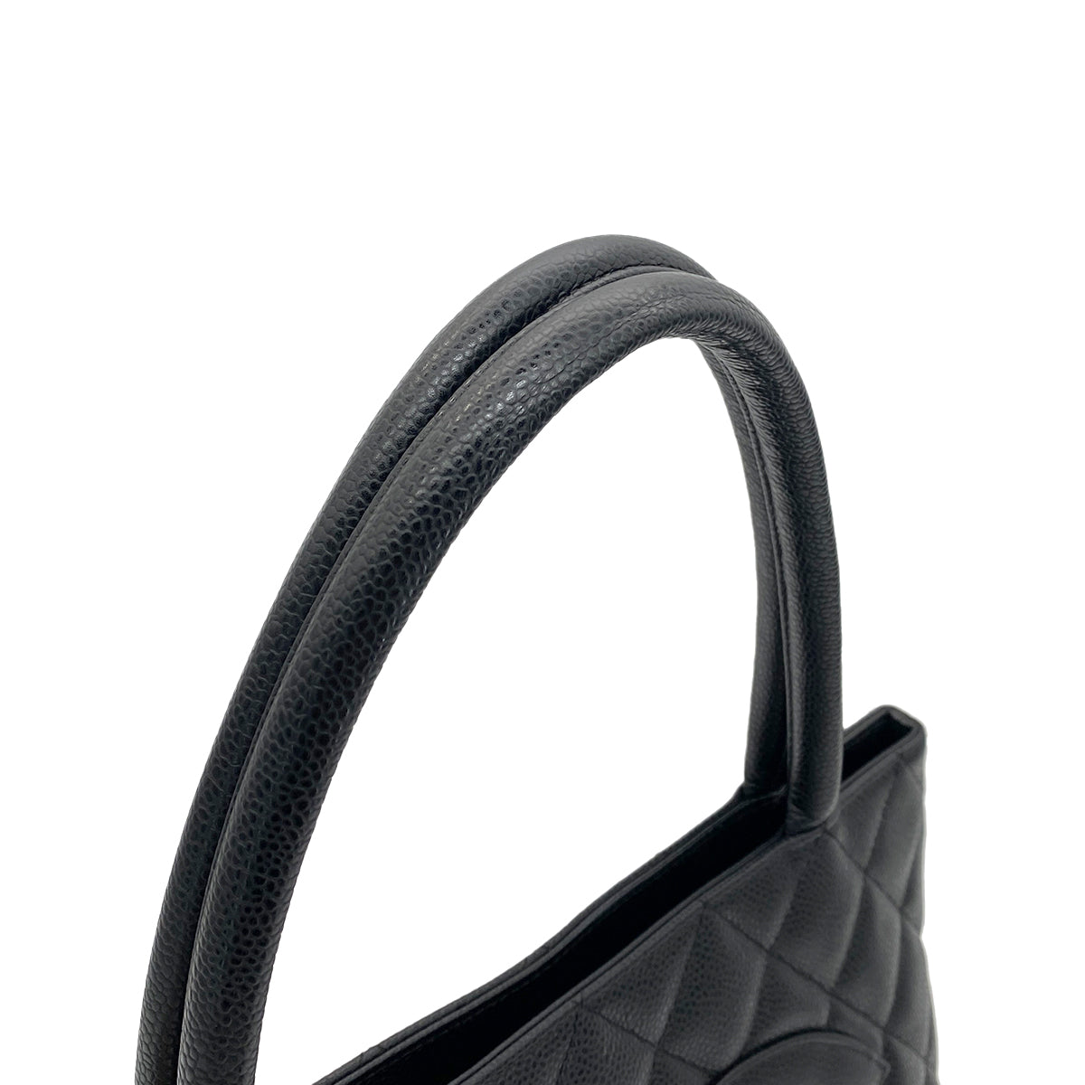 CHANEL VINTAGE MEDALLION TOTE BAG BLACK CAVIAR SKIN 90250738